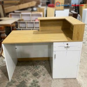 Quầy Lễ Tân Chữ L Gỗ MDF Phối Trắng Mới 99% (Nhiều Màu)