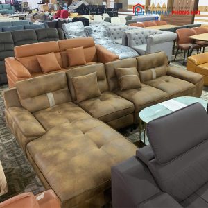 Sofa Băng Góc L Bọc Da Loang Tồn Kho Mới 99%