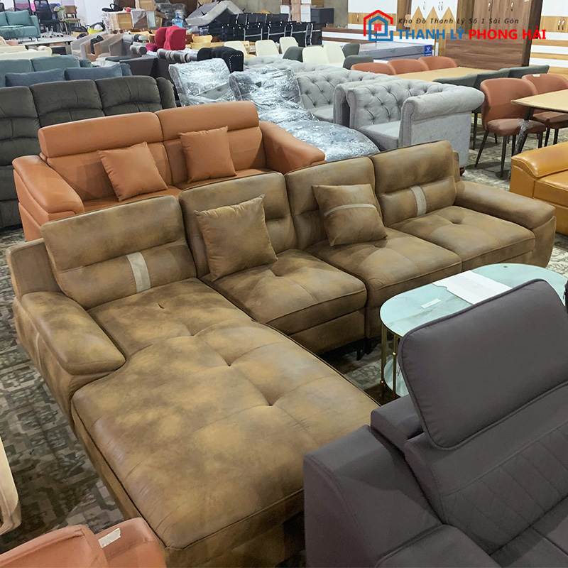 sofa-bang-goc-l-boc-da-loang-2 Bộ Sofa Góc L Bọc Da Loang Kèm Bàn Tồn Kho Mới 99%