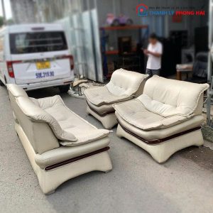 Sofa Bành 3 Món Bọc Da Cũ Kiểu Sang Trọng