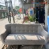 Sofa Thuyền Bọc Nỉ Cũ Màu Xám Chân Gỗ