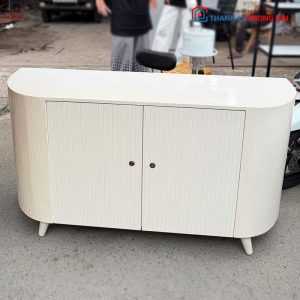 Tủ Console 2 Cánh Cũ Màu Trắng Kiểu Dáng Bo Cong