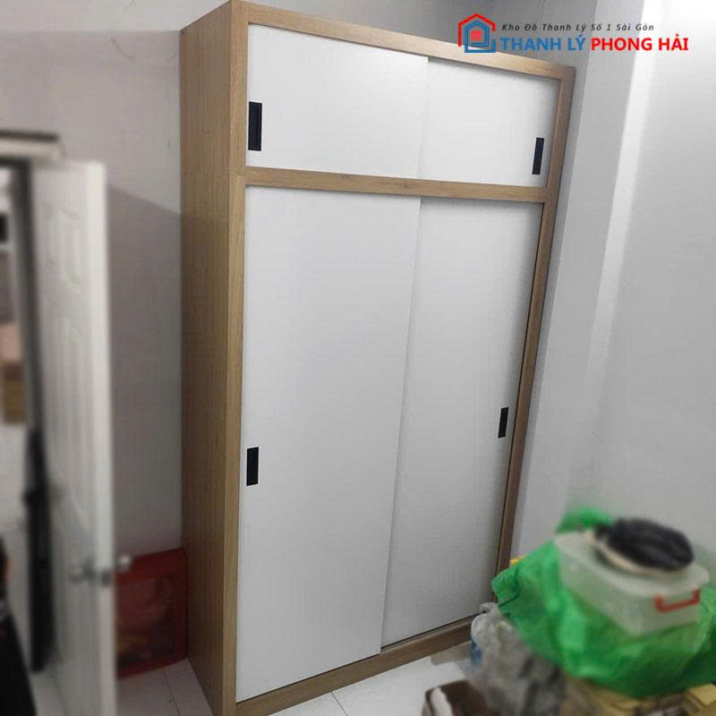tu-cua-lua-1m4-4-canh-go-mdf-cu-2 Tủ Cửa Lùa 1m4 4 Cánh Gỗ MDF Cũ
