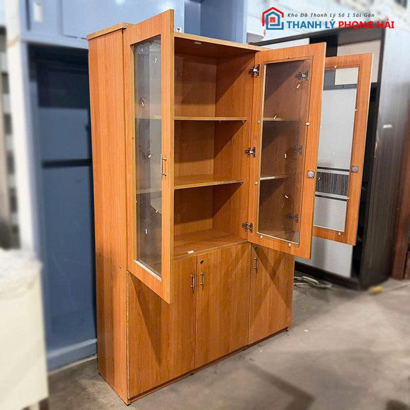 tu-dung-tai-lieu-go-6-canh-cu-3 Tủ Đựng Tài Liệu Gỗ 6 Cánh Cũ
