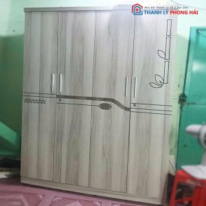 Tủ Quần Áo 1m6 Gỗ MDF 4 Cánh Xám Cũ