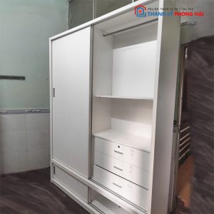Tủ Quần Áo Cửa Trượt 1m8 Cũ Màu Trắng