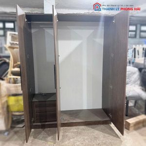 Tủ Quần Áo Gỗ MDF 1m5 Màu Vân Gỗ Mới 99%