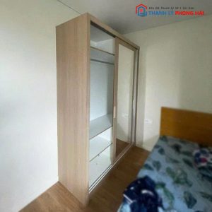 Tủ Quần Áo Gỗ MDF Cũ 2 Cánh Lùa Kèm Gương