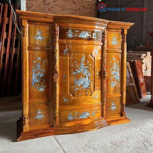 Tủ Thờ Gia Tiên Gỗ Khảm Xà Cừ Truyền Thống Mới 99%