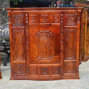 Tủ Thờ Gỗ Tràm 1m27 Chạm Phúc Lộc Thọ Mới 99%