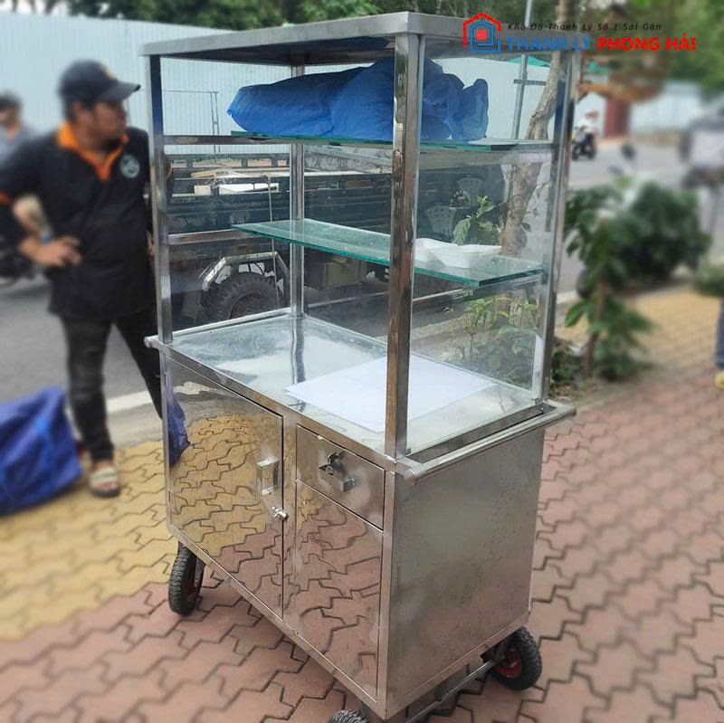 xe-ban-hang-take-away-cu-khung-inox-1 Xe Bán Hàng Take Away Cũ Khung Inox Có Kính