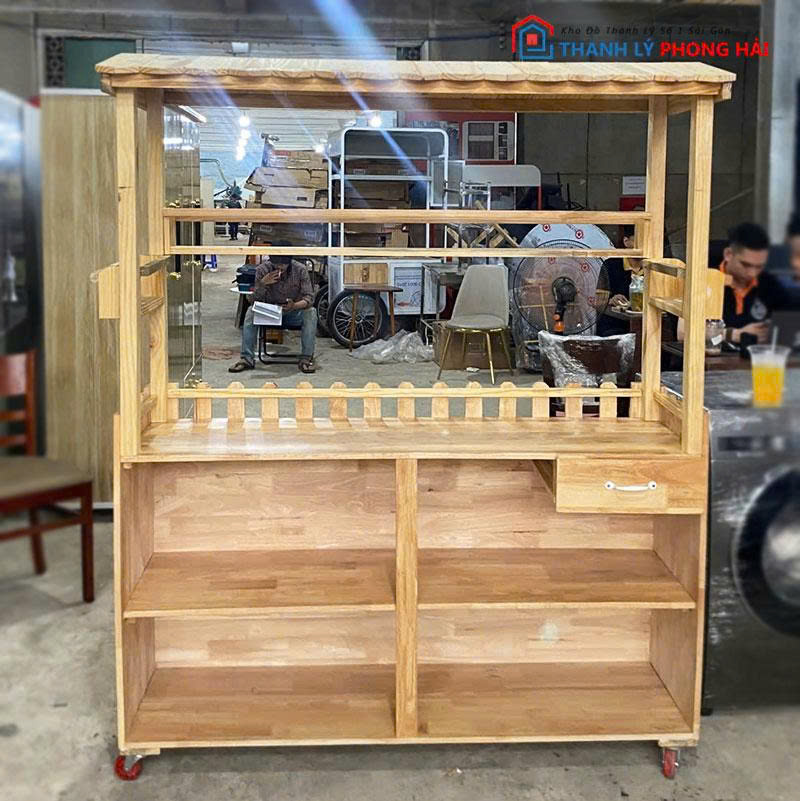 xe-ban-hang-take-away-go-thong-tu-nhien-2 Xe Bán Hàng Take Away Gỗ Thông Tự Nhiên Mới 99% (Nhiều KT)