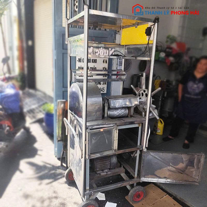 xe-nuoc-mia-cu-khung-inox-co-banh-xe-2 Xe Nước Mía Cũ Khung Inox Có Bánh Xe